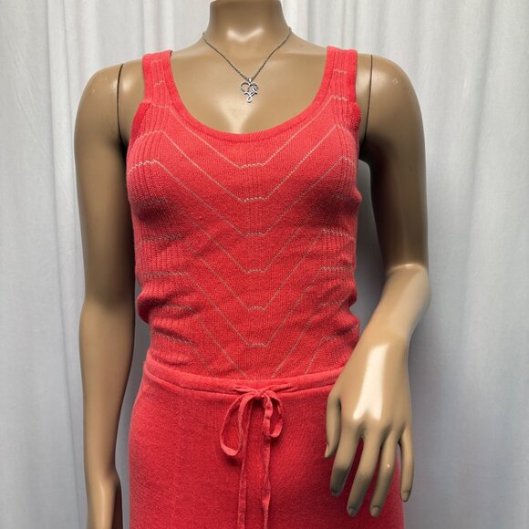 Victorias Secret Coral Knit Racerback Maxi Dress Womens Size Small Tie Waist - Picture 2 of 9